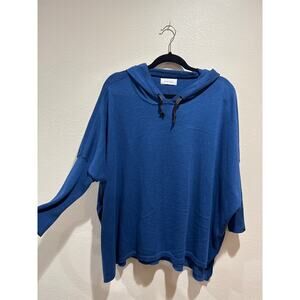 MERSEA BLUE CATALINA  HOODED SWEATER TUNIC LAGENLOOK BOXY SIDE SLITS OSFA